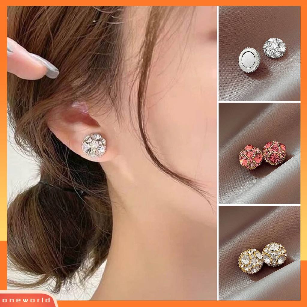 [EONE] 1pasang Anting Pejantan Tindik Palsu Berlian Imitasi Cubic Zirconia Hias Temperamen Shiny Dekorasi Kepribadian Ada Lubang Telinga Anting Perhiasan Aksesori