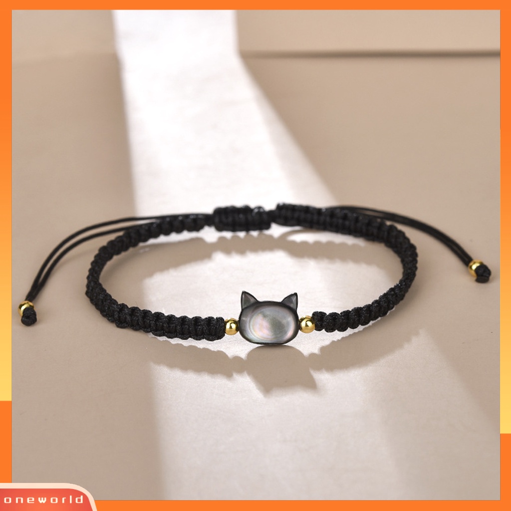 [EONE] Gelang Couple Kepribadian Handmade Beads Adjustable Mewah Hitam Kucing Shell Tangan Braided Bracelet Perhiasan Aksesori