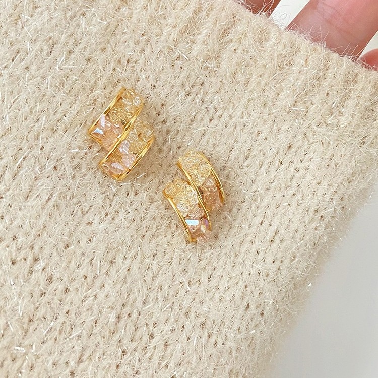 Anting Kristal Warna Gradasi Perempuan S925 Tremella Jamur Geometris niche earrings