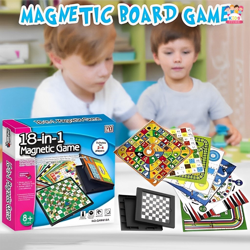 18 Macam Mainan Papan Magnet | 18in1 Magnetic Game Mainan Anak Laki Laki 3-4-5-6-7 Tahun | Kado Ultah Anak Cowok