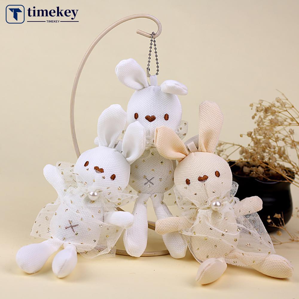 Timekey 1PC 20cm Rabbit Plush Toy Rabbits Stuffed Toys Gantungan Kunci Liontin Mainan Untuk Anak Kids K3R4