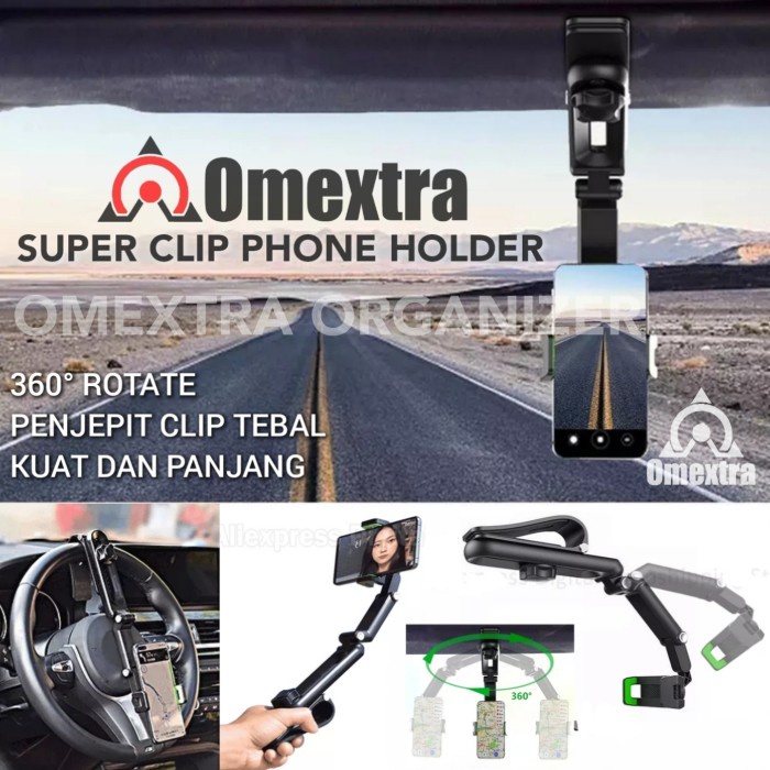 Super Clip Car Phone Holder Omextra Sun Visor Holder Hp Mobil Tongsis