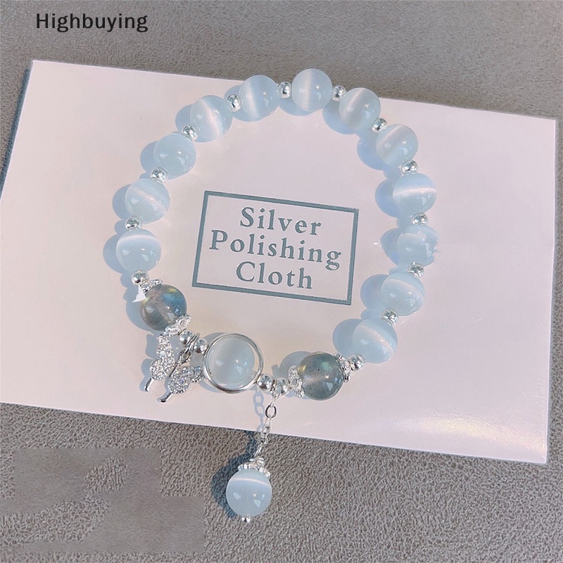 Hbid Korea Fashion Imitasi Opal Gelang Sederhana Liontin Gelang Ins Moonstone Kristal Manik Bulan Liontin Gelang Perhiasan Hadiah Glory