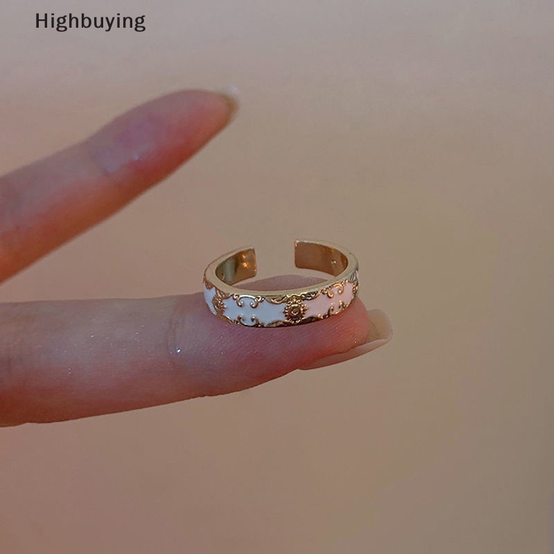 Hbid Fashion Enamel Berwarna Terbuka Cincin Untuk Wanita Vintage Tetes Minyak Ins Gaya Halus Silang Cincin Perhiasan Yang Sesuai Dengan Pasangan Barang Glory