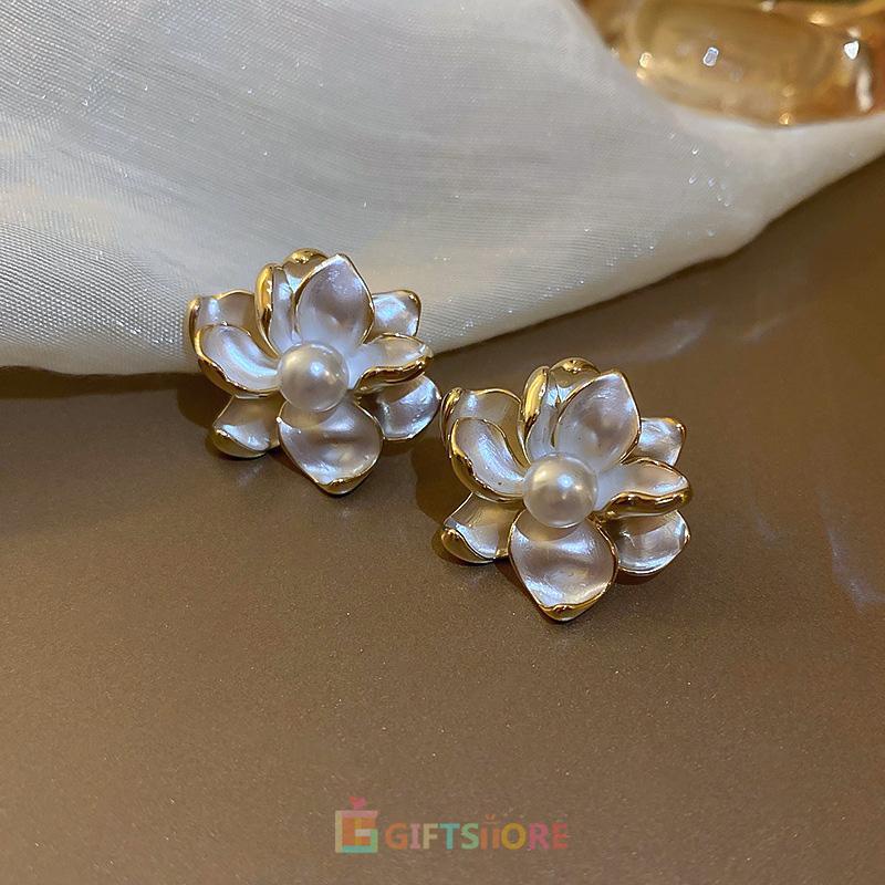 ✨COD Anting bunga besar 3D aksesori wanita  anting-anting vintage anting-anting jahitan perak 925-GS