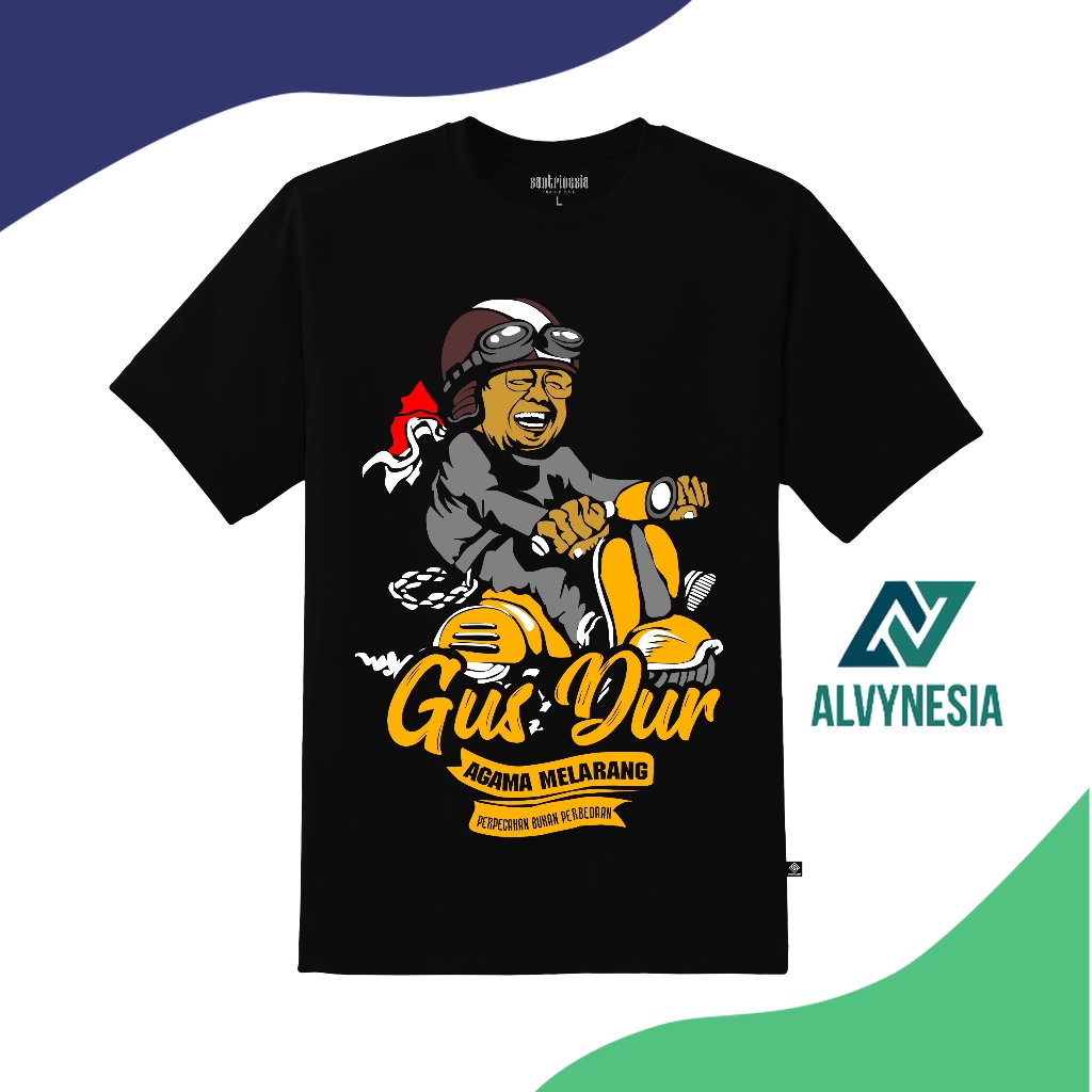 Alvynesia Kaos Gus Dur Abdurrahman Wahid Vespa T-shirt Tshirt Santri Gusdur Pluralisme