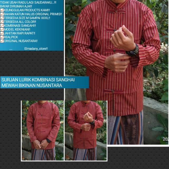 Lurik Surjan Lurik Pria Dewasa Kombinasi Sangahi Jawa l Baju Adat jawa original primis