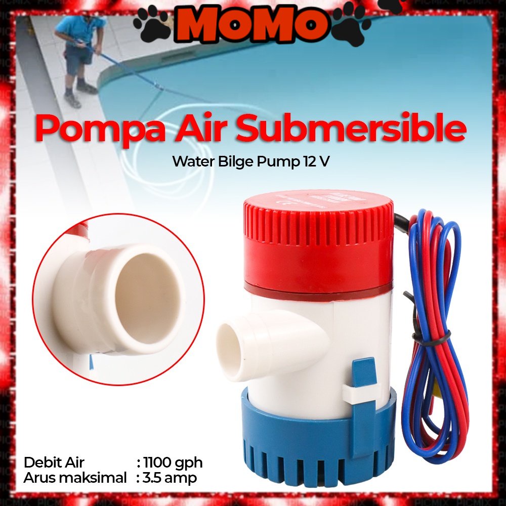 Bilge Pump Pompa Air Celup DC 12V 80W 1100GPH Marine Lambung Kapal Pompa Submersible Kapal Aksesoris