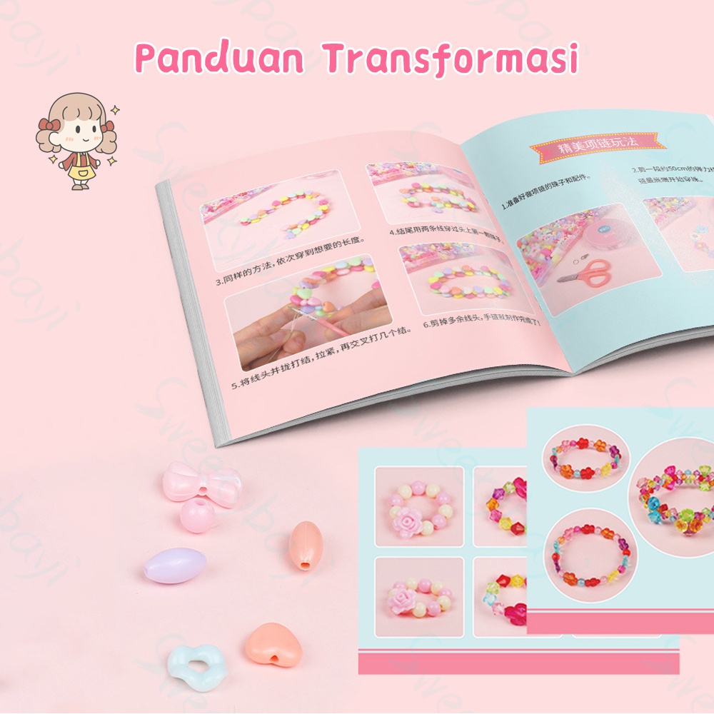 Sweetybayi Beaded set kotak manik meronce Mainan edukasi kreatifitas anak meronce gelang