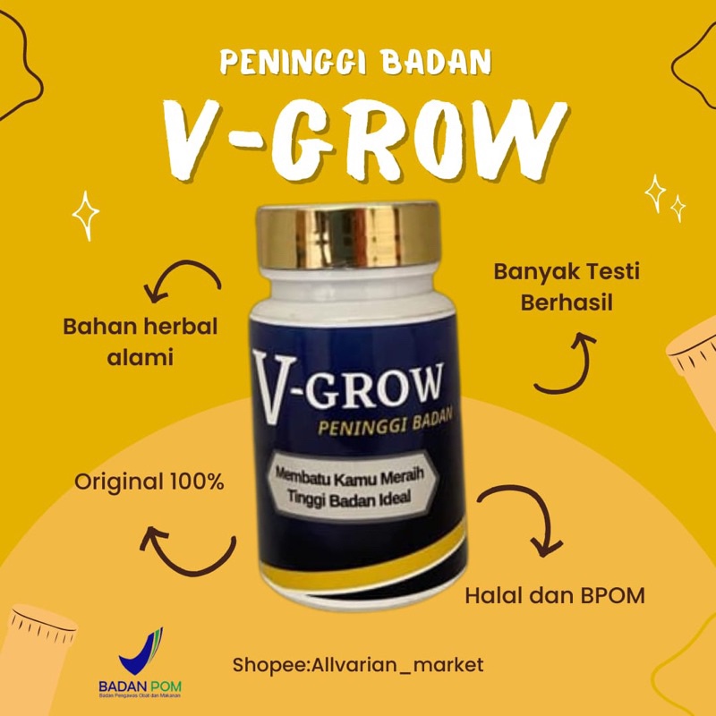 V Grow Peninggi Badan Herbal Alami || Kapsul Peninggi Badan Ampuh |Peninggi Untuk Anak Dan Remaja Se