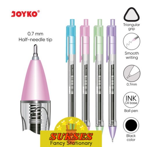 

BALL PEN PULPEN PENA JOYKO BP-363 VOKUS PTL PASTEL TRANSPARANT 0.7 mm