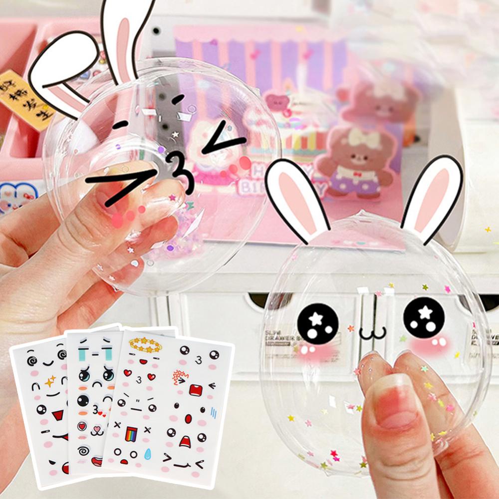 Timekey 10lembar Ekspresi Wajah Lucu Stiker Tahan Air PVC Stiker DIY Nano Tape Gelembung Dekorasi Stiker Untuk Botol Thermal Mug Cangkir H3Q8