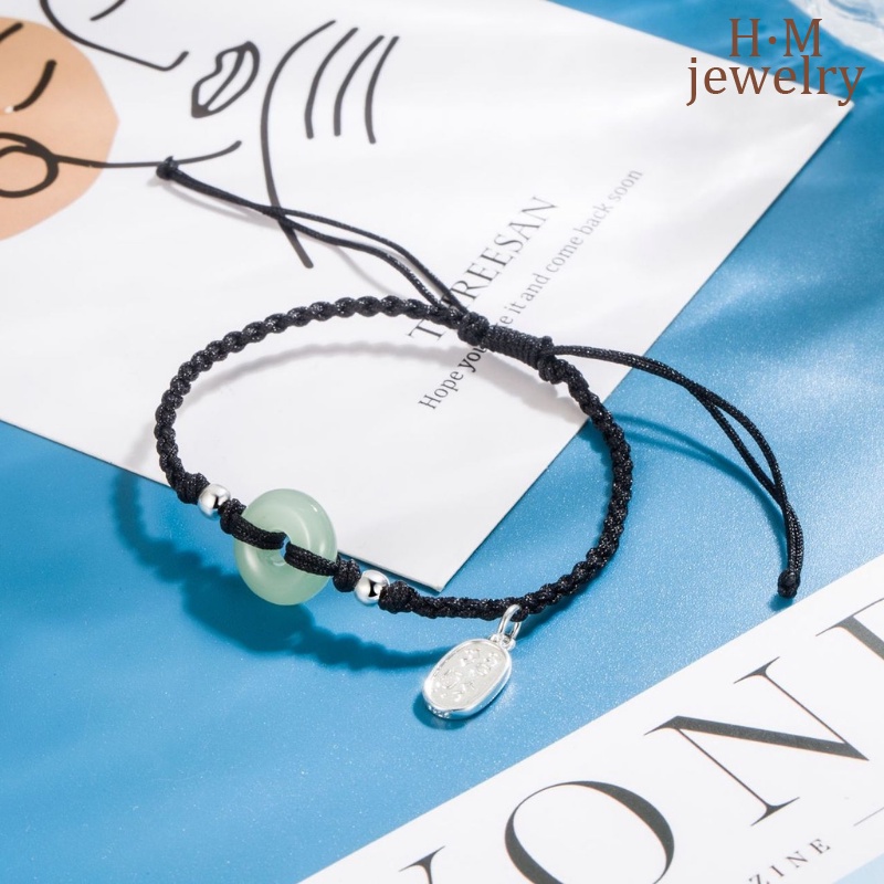 Gelang Gesper Pengaman Giok Hetian Keberuntungan Keberuntungan Ornamen Tali Merah2023Baru