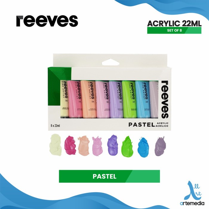 

REEVES ACRYLIC ARTIST PASTEL METALLIC PRIMARY SET 8 WARNA CAT AKRILIK - Primary