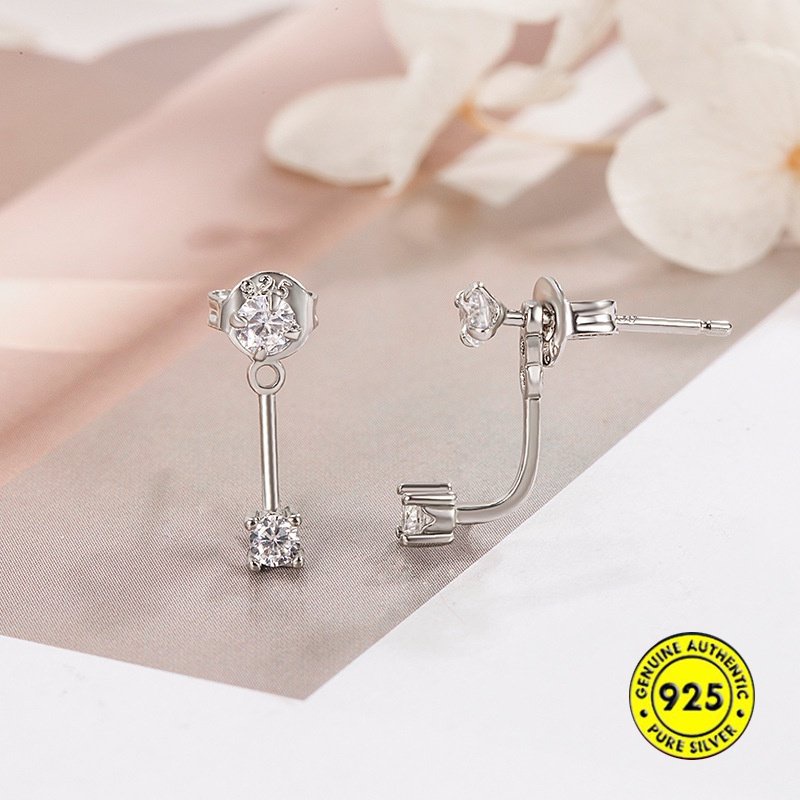S925 Perak Bertatahkan Aaa Zircon Rear-Wear Earrings Tidur Tidak Perlu Dilepas Dua Metode Memakai U1807