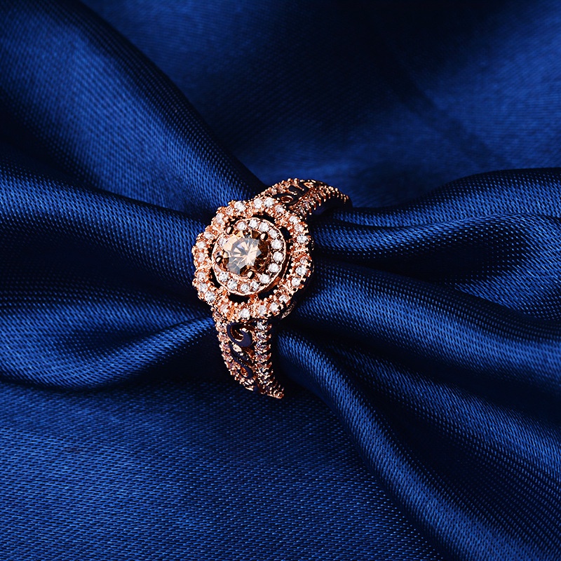 Goldkingdom Aksesoris Perhiasan Fashion Ready Stock Cincin Rose Gold Lapis Berlian