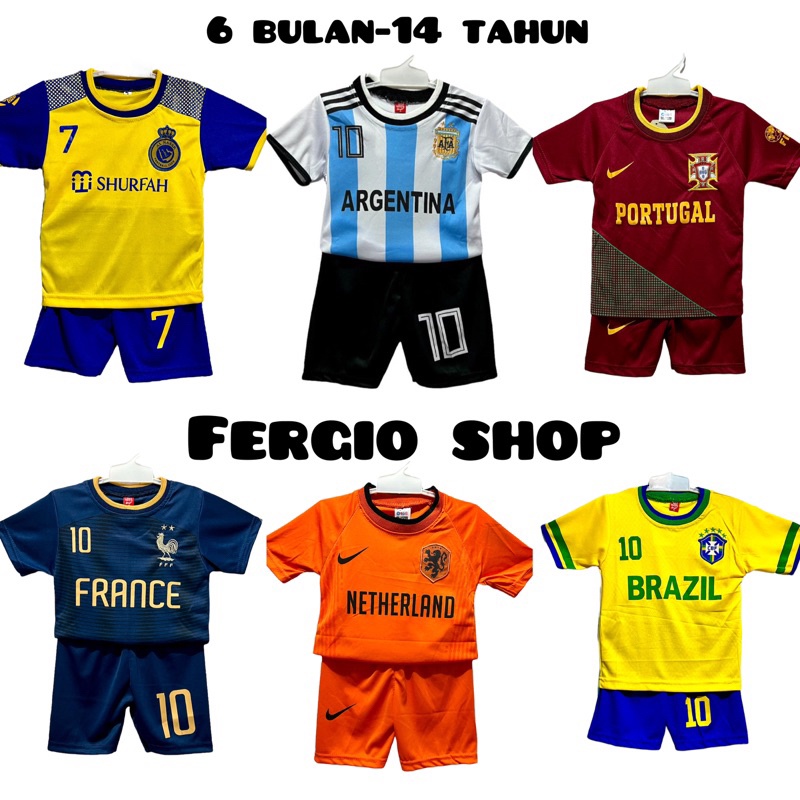 setelan bola anak Piala Dunia/ bola anak timnas Brasil/ kaos bola anak argentina/ kaos bola anak