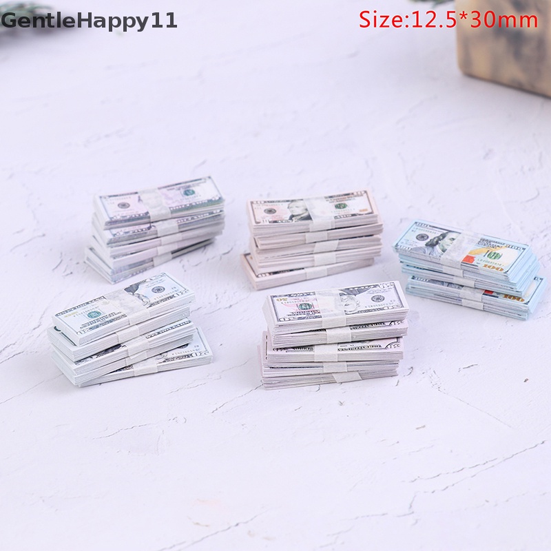 Gentlehappy 100Pcs/set 1: 12rumah Boneka5/10,20,50,100 Uang Kertas Dollar Model Decor id