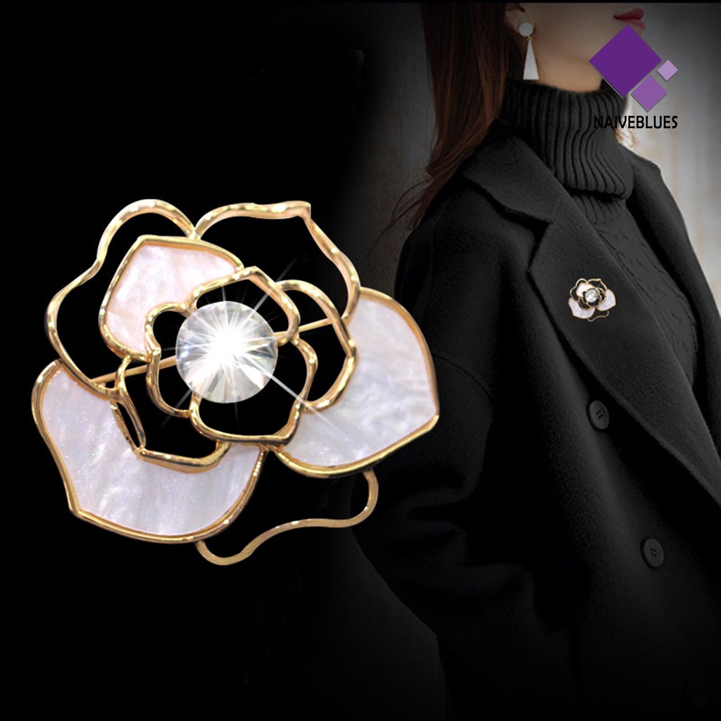 &lt; Naiveblues &gt; Camellia Bros Berongga Temperamen Elegan Peri Hadiah Kristal Imitasi Setelan Bisnis Pin Fashion