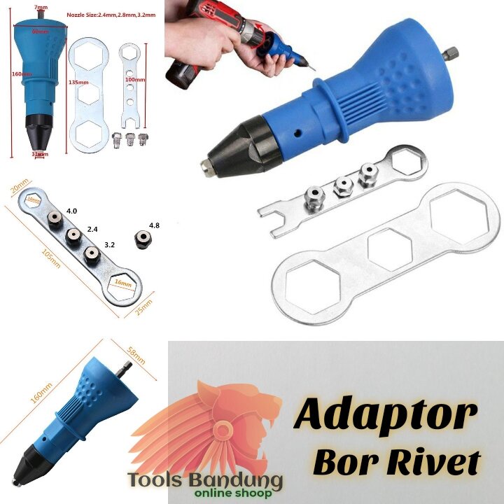 Bor Rivet Tang Rivet Gun Elektrik Adaptor Converter Gun Bor Listrik Kepala Tang Paku Rivet Tangan