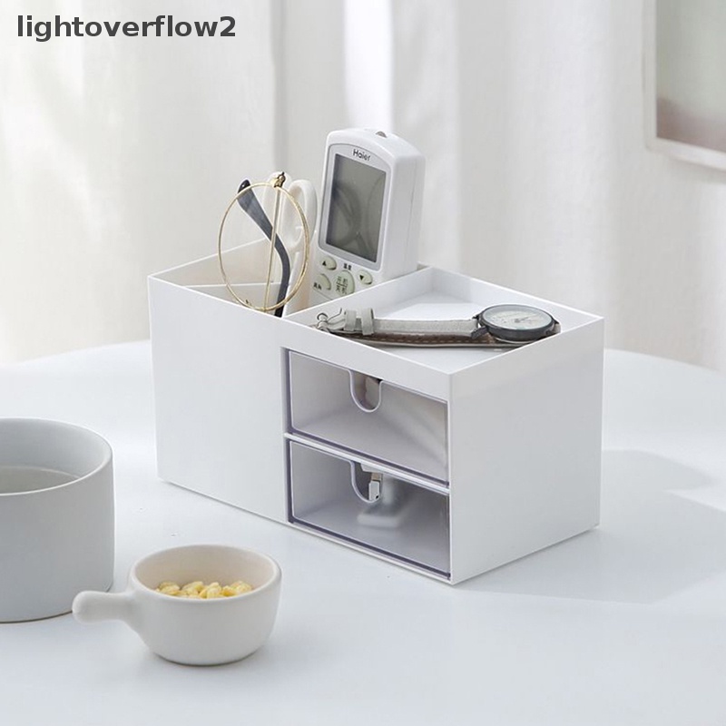 [lightoverflow2] Desktop Drawer Storage Box Novel Kapasitas Besar Desktop Aksesoris al Organizer Box Serba Serbi Kotak Penyimpanan Kosmetik [ID]