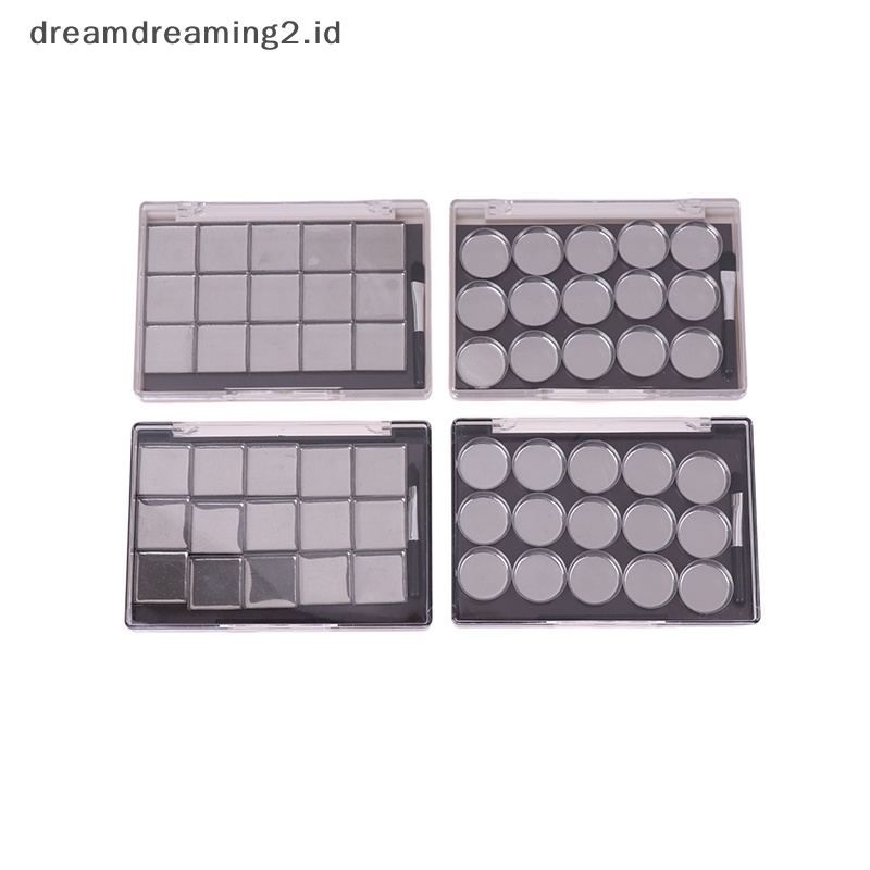 (drea) 1pc Palet Kosmetik Magnetik Kotak Makeup DIY Dengan 15kisi Plat Besi Dan Kuas//