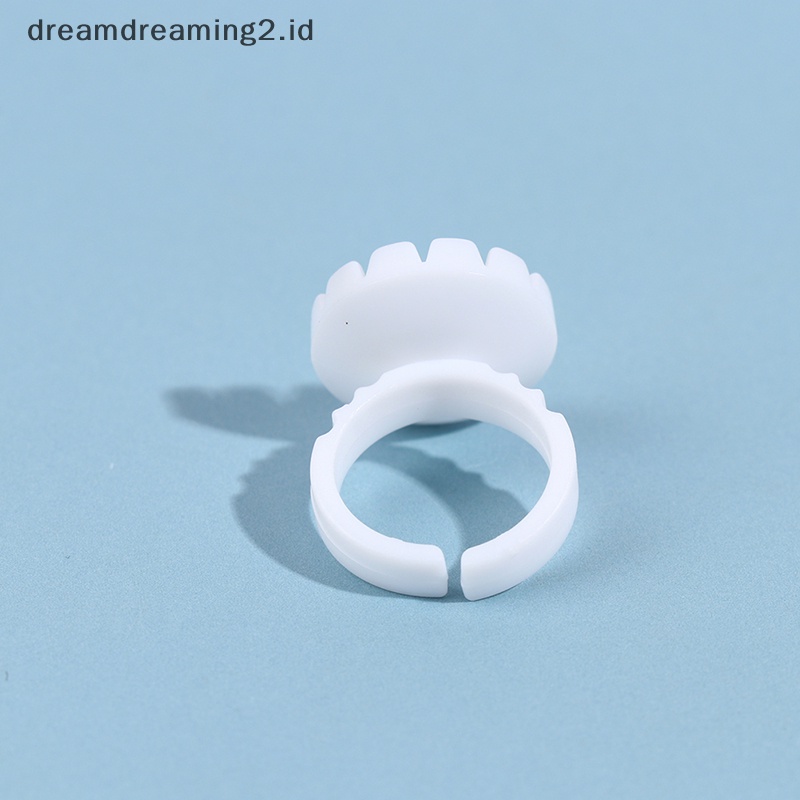 (drea) 100pcs Cincin Ekstensi Bulu Mata Sekali Pakai Lem Lash Fan Cup Finger Holder Fans//