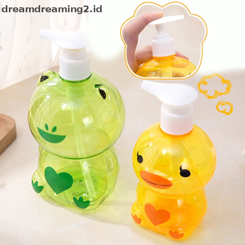 (drea) Dispenser Sabun Portable 250ml Kodok Hewan Lucu/DuckSplit Botol Pump Kosong//