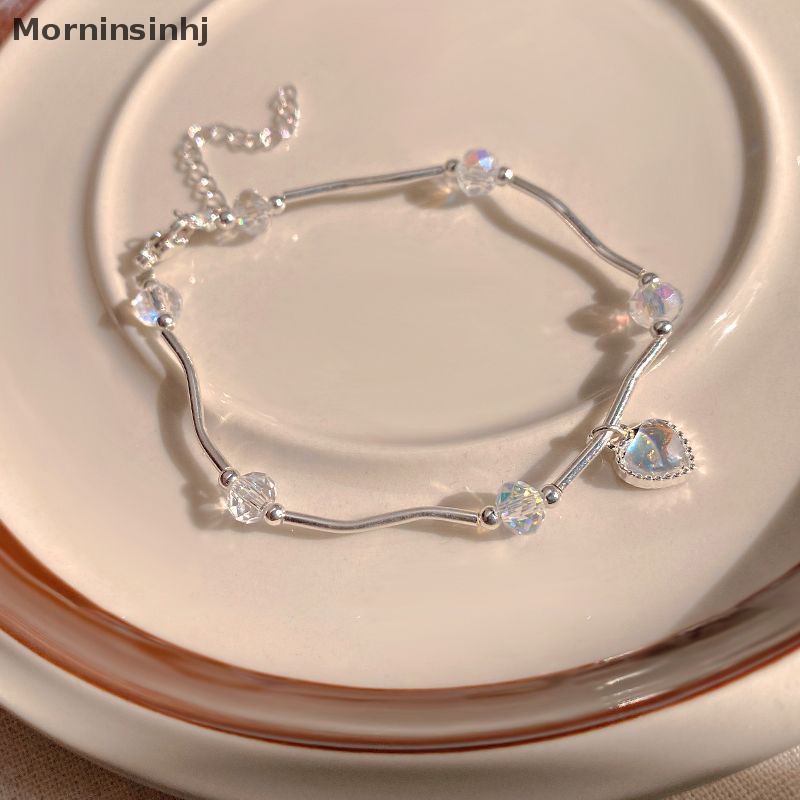 Mornin Gelang Cinta Hati Kristal Warna-Warni Perempuan Super Peri Moonstone Gelombang Temperamen Manis Hiasan Tangan Untuk Hadiah Pacar id