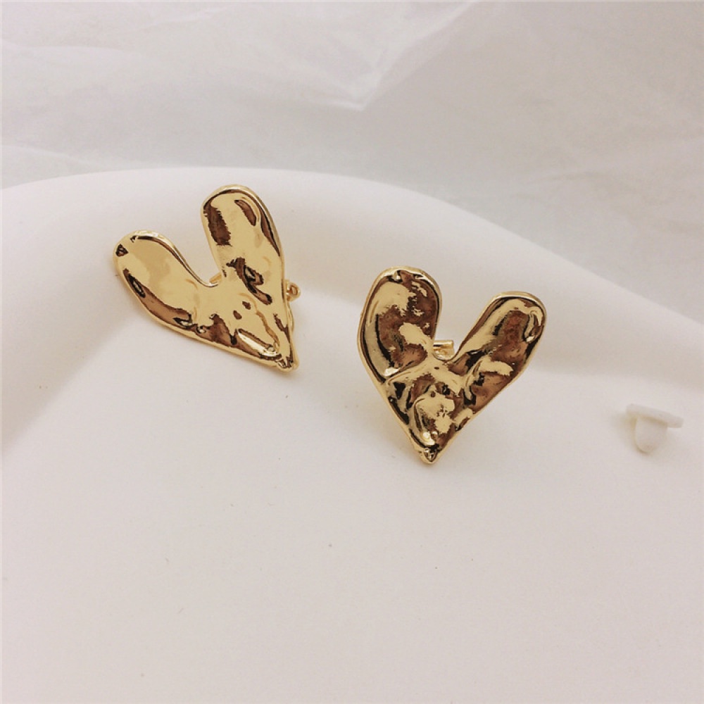 Anting Klip Hati Besar Lapis Emas Untuk Wanita Sederhana Perhiasan Logam Non Tindik Hadiah Pesta