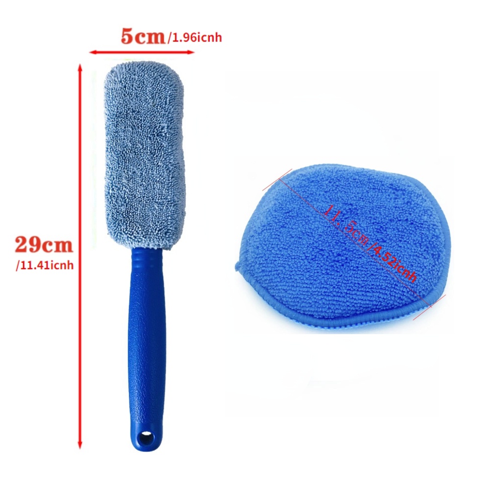 2-piece set/Cuci Mobil Portable Microfiber Wheel Tire Rim Brush Car Wax Sponge Polish Pembersih Mobil Car Wheel Wash with Plastic Cleaner Tools