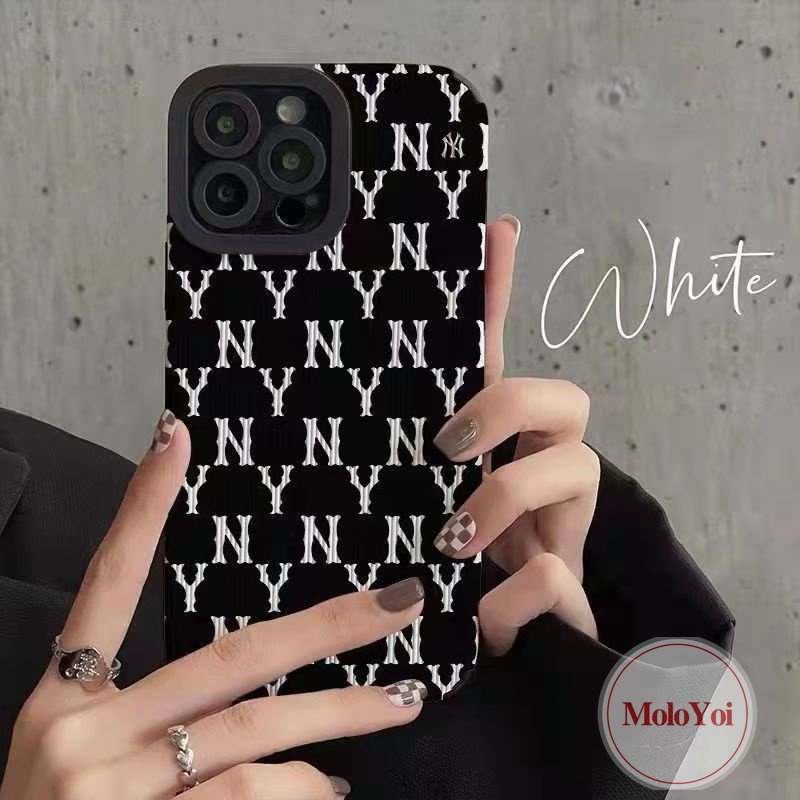 IPHONE Silikon Gaya Eropa Dan Amerika Case Kompatibel Untuk Iphone11 14 13 12 Pro MAX 7Plus XR X XS Max8 7 Plus Trendi Merek New York Logo Dicetak Mewah Tekstur Kulit Soft Cover