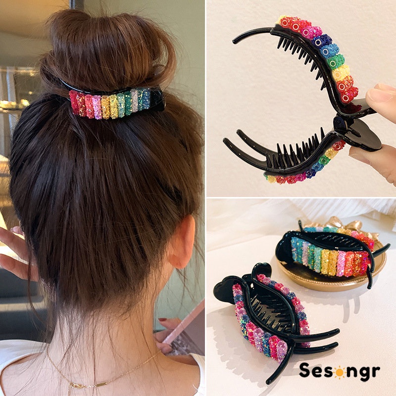 Rainbow Jepit Rambut Cakar Rambut Besar Untuk Wanita Aksesoris Fashion Korea - SG