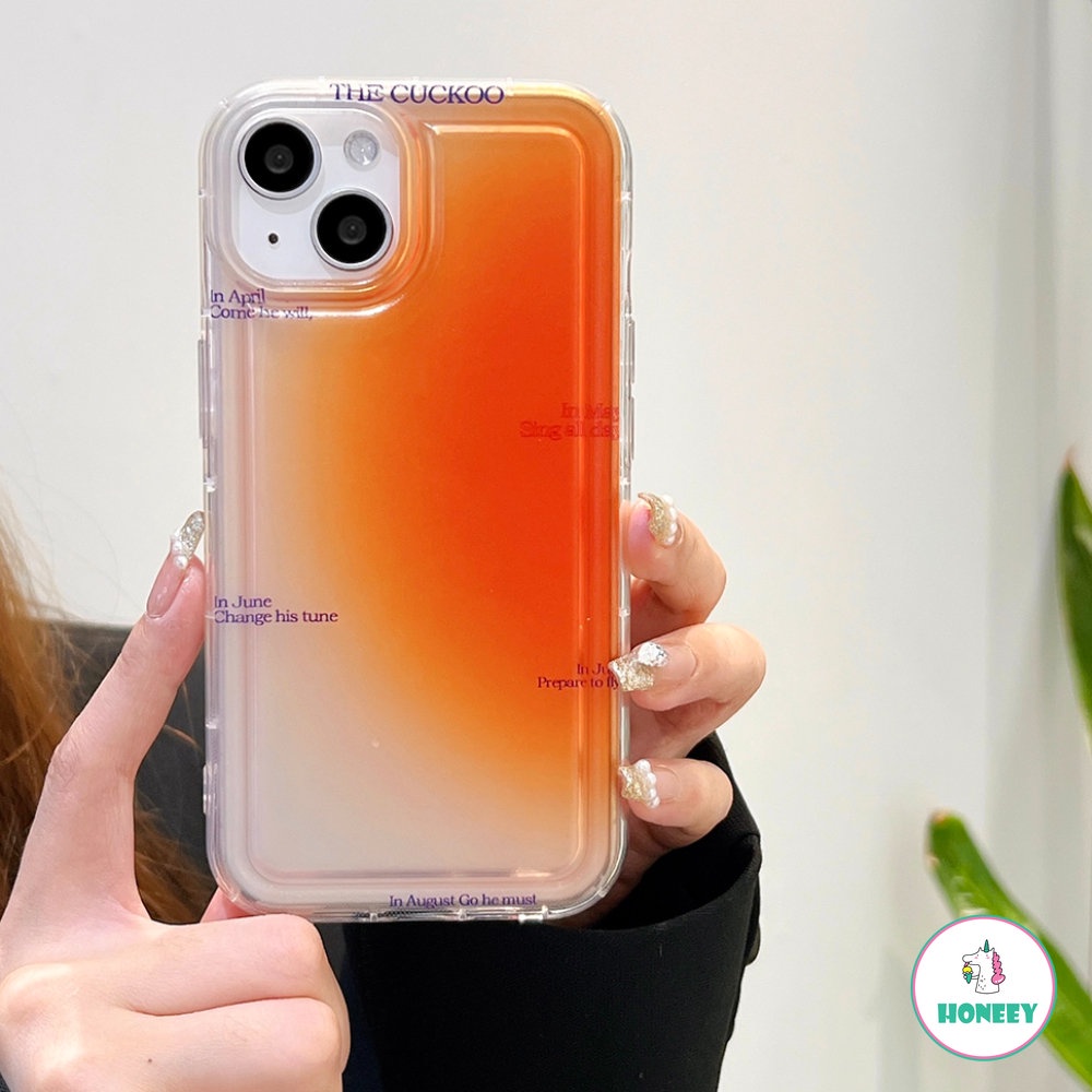 Fashion Gradient Orange English Phone Case Untuk iPhone 11 Pro Max13 14 12 Pro Max XS XR 6 7 8 Plus Shockproof Lembut TPU Cover Pelindung