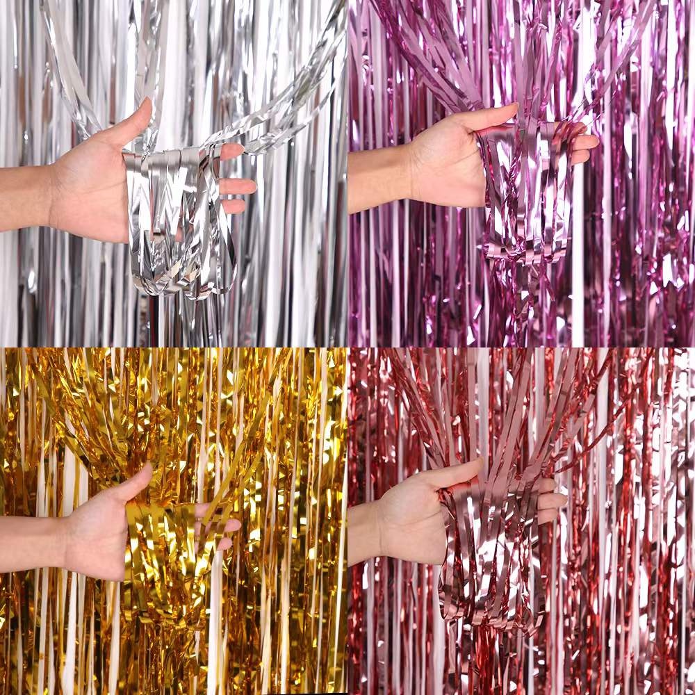 Tirai Rumbay Warna Warni/ Foil Curtain/ Tirai Rumbay Pesta Tirai Foil Dekorasi Ulang Tahun