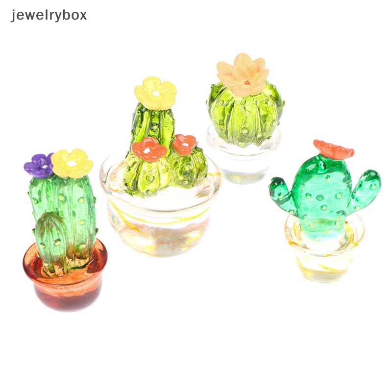 [jewelrybox] Ornamen Patung Kaktus Kaca Mini Decor Lucu Miniatur Desktop Craft Butik