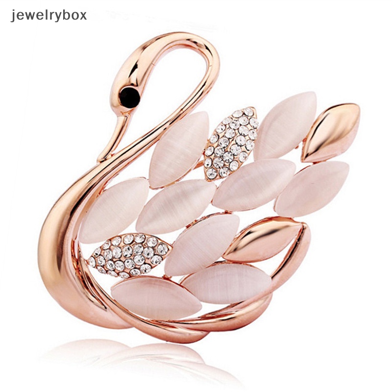 [jewelrybox] Trendy Elegan Motif Angsa Berlian Imitasi Bros Pin Kristal Bros Pin Klip Butik