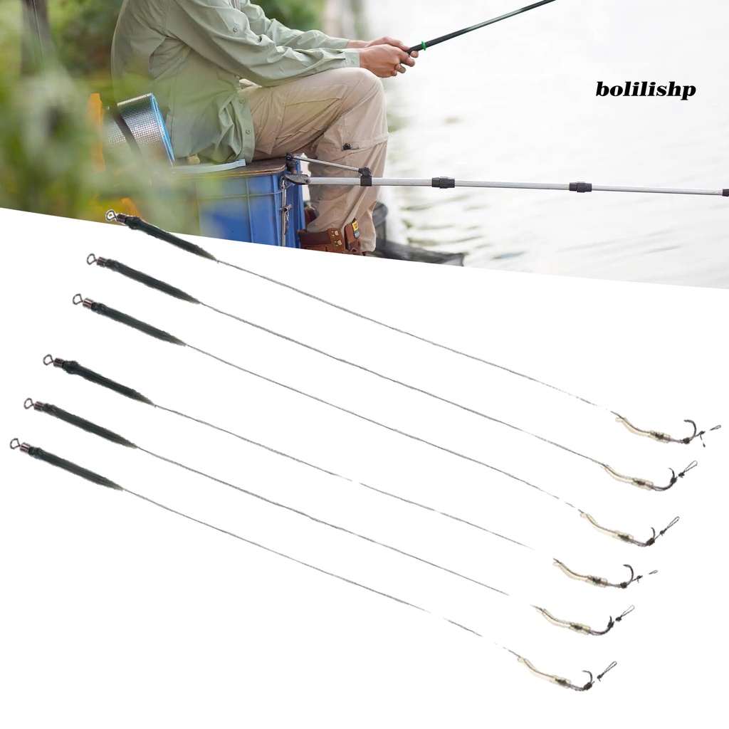 Bo-6pcs/set Pengait Rig Pancing Tajam Kekuatan Tinggi Bebas Kusut Penembus Yang Baik Dengan Casing Nilon Kuat Kuda Ikan Gurame Rig Rambut Terminal Tackle Untuk Angling