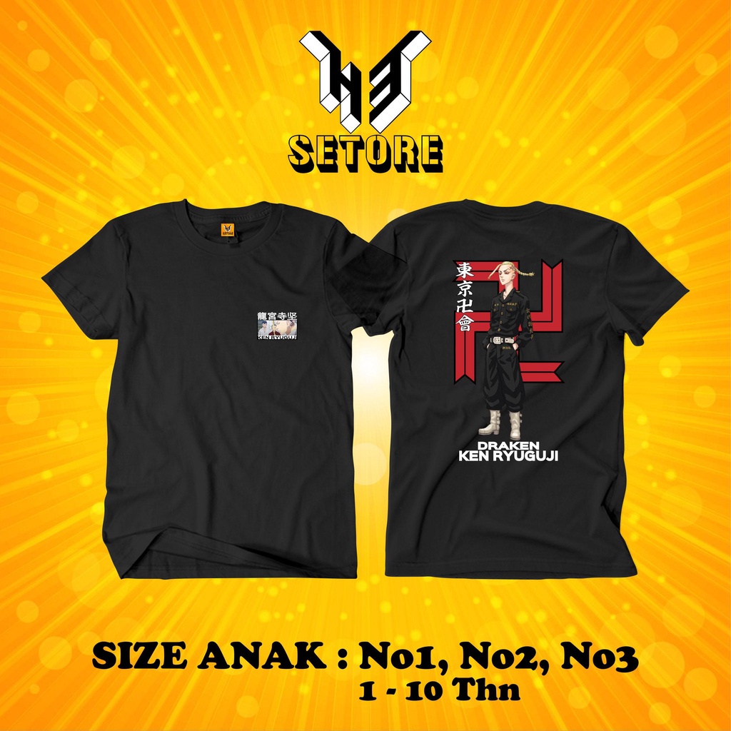 Kaos Baju Anak Tokyo Revengers DRAKEN KEN RYUGUJI Kaos Anime V1