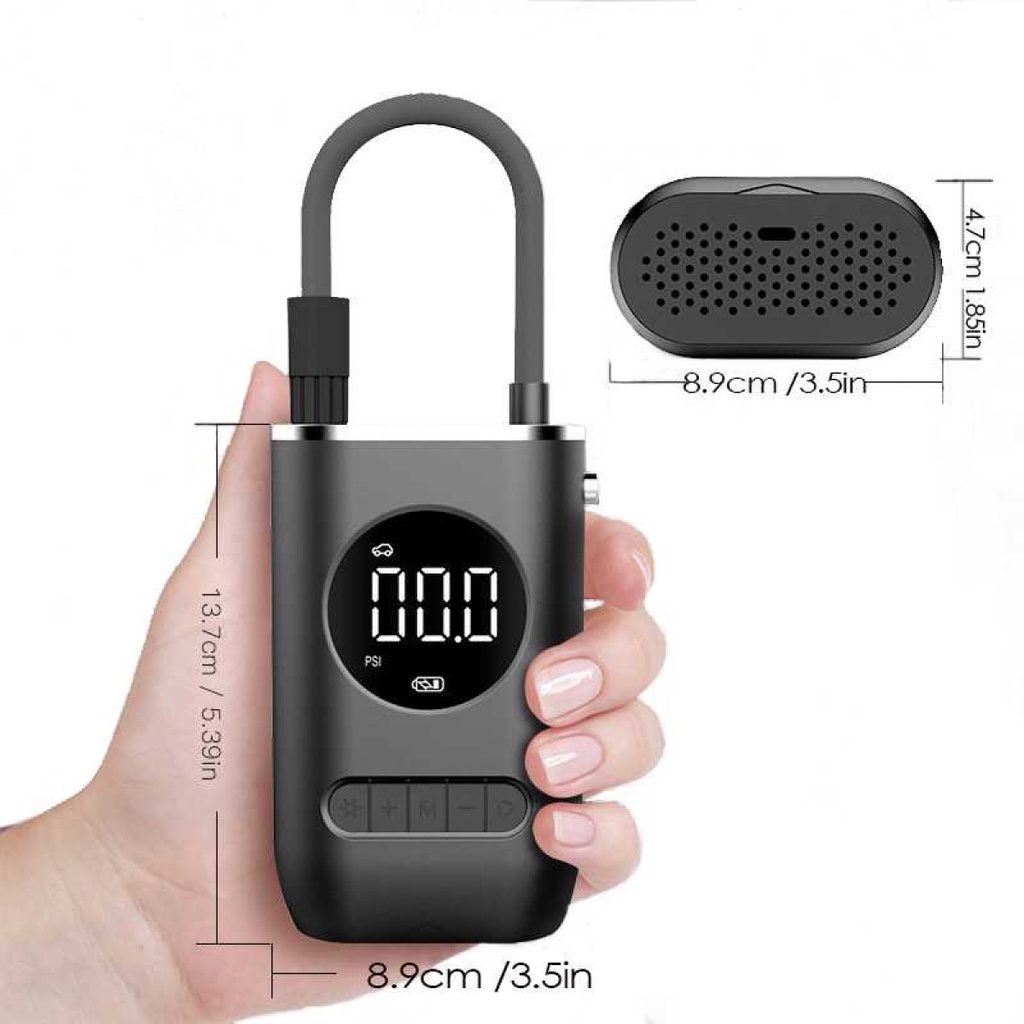 Pompa Ban Mini Elektrik Tire Inflator Rechargeable LCD Display 4000mAH