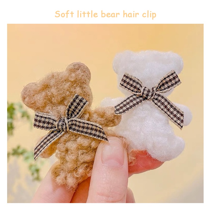 Plush Bear Jepit Rambut Lucu Sisi Klip Aksesoris Rambut Jepit Rambut - SG