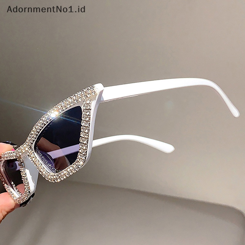 [AdornmentNo1] Fashion Vintage Zirkon Kacamata Hitam Cat Eye Segitiga Frame Sunglasses Eyewear [ID]