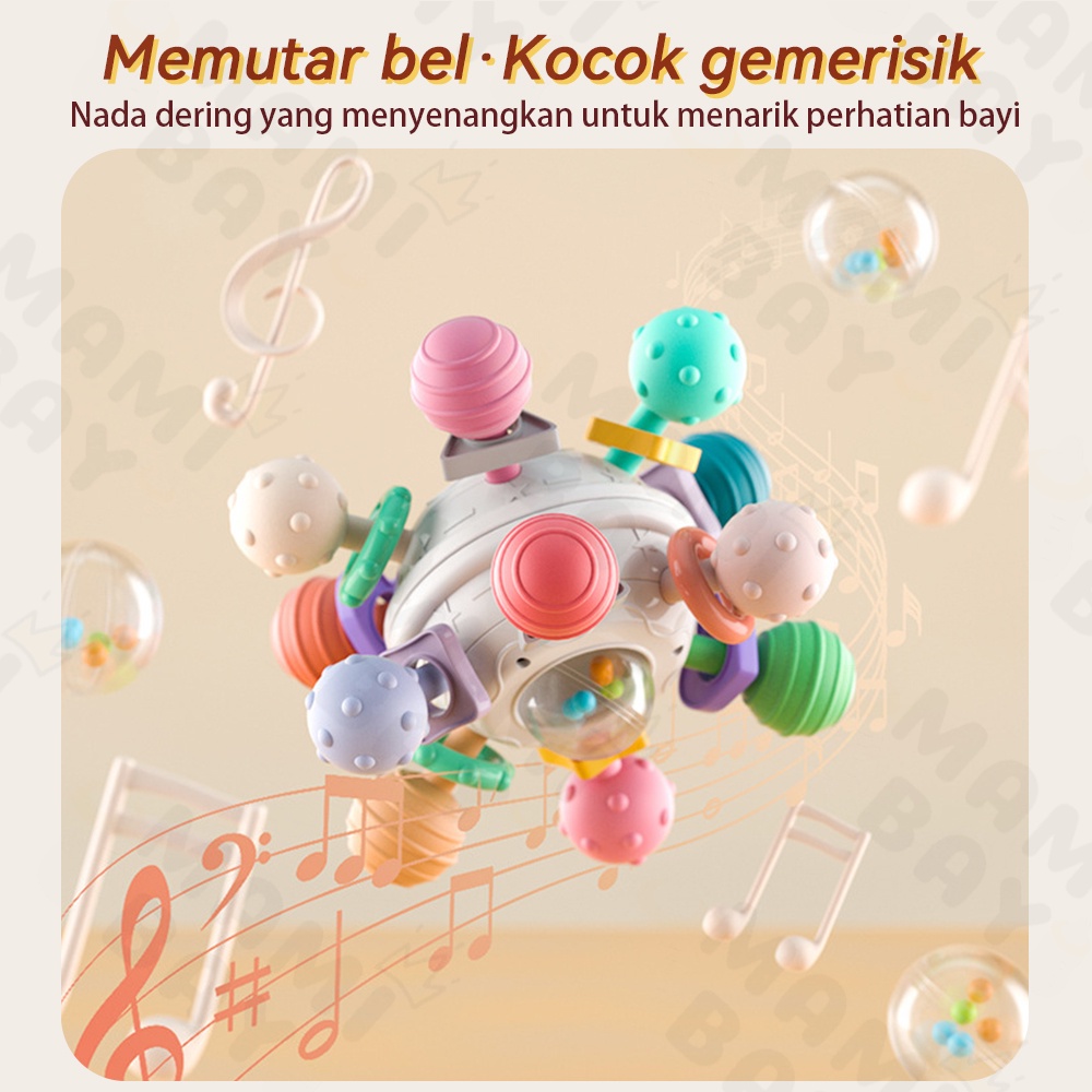 Mamibayi Mainan Bola Atomik Putar Anak Bayi Bahan Silikon Lembut Teether Rattle Bayi Mainan Edukasi Anak Bayi