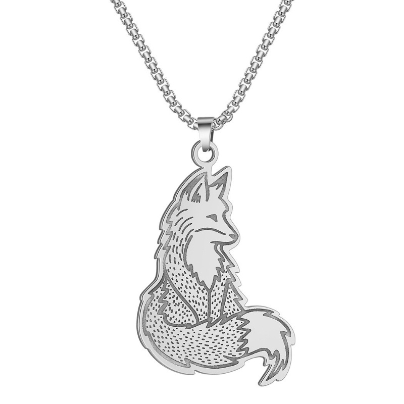 Zh Perhiasan Vintage Stainless Steel Fox Liontin Pria Dan Wanita Fashion Kalung Hip Hop Aksesoris Pesta