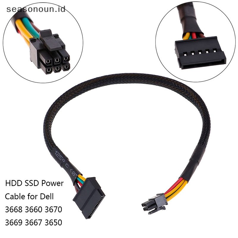 Seasonoun HDD SSD Kabel power 6pin to SATA 15Pin converter cable Untuk dell 3668 3667 3650.