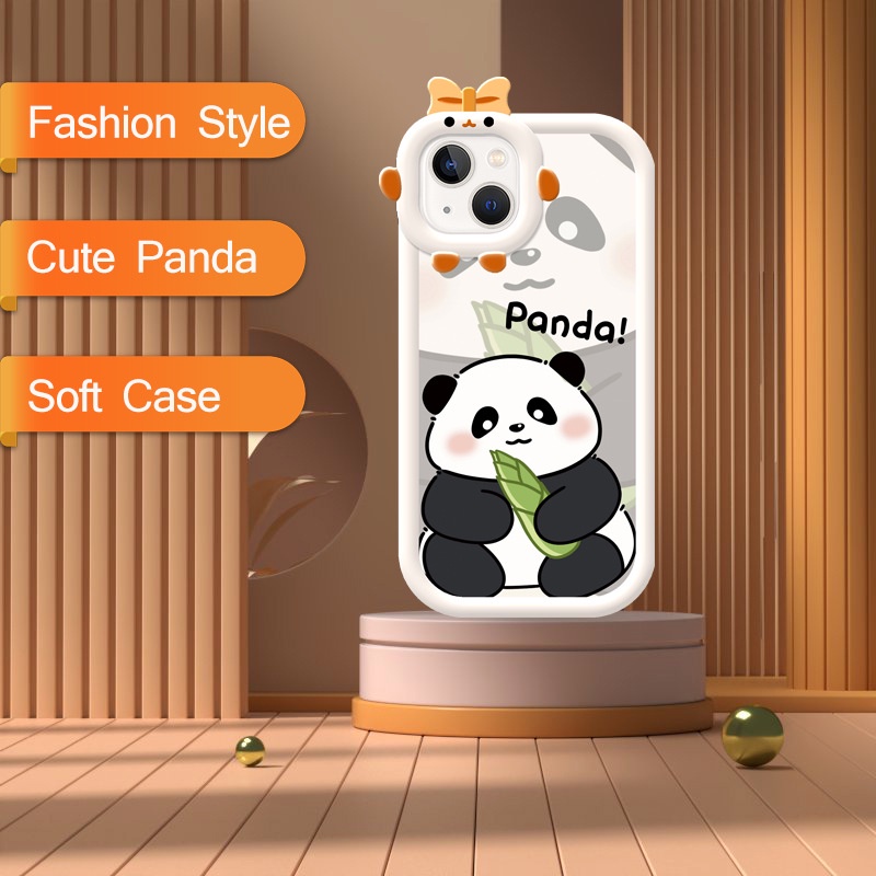 IPHONE Casing Ponsel Desain Lensa Monster Kecil Untuk Iphone14 13 12 11 Pro Max Xr Xs7 8 6 14 Plus Sarung Bantal Udara Kartun Panda