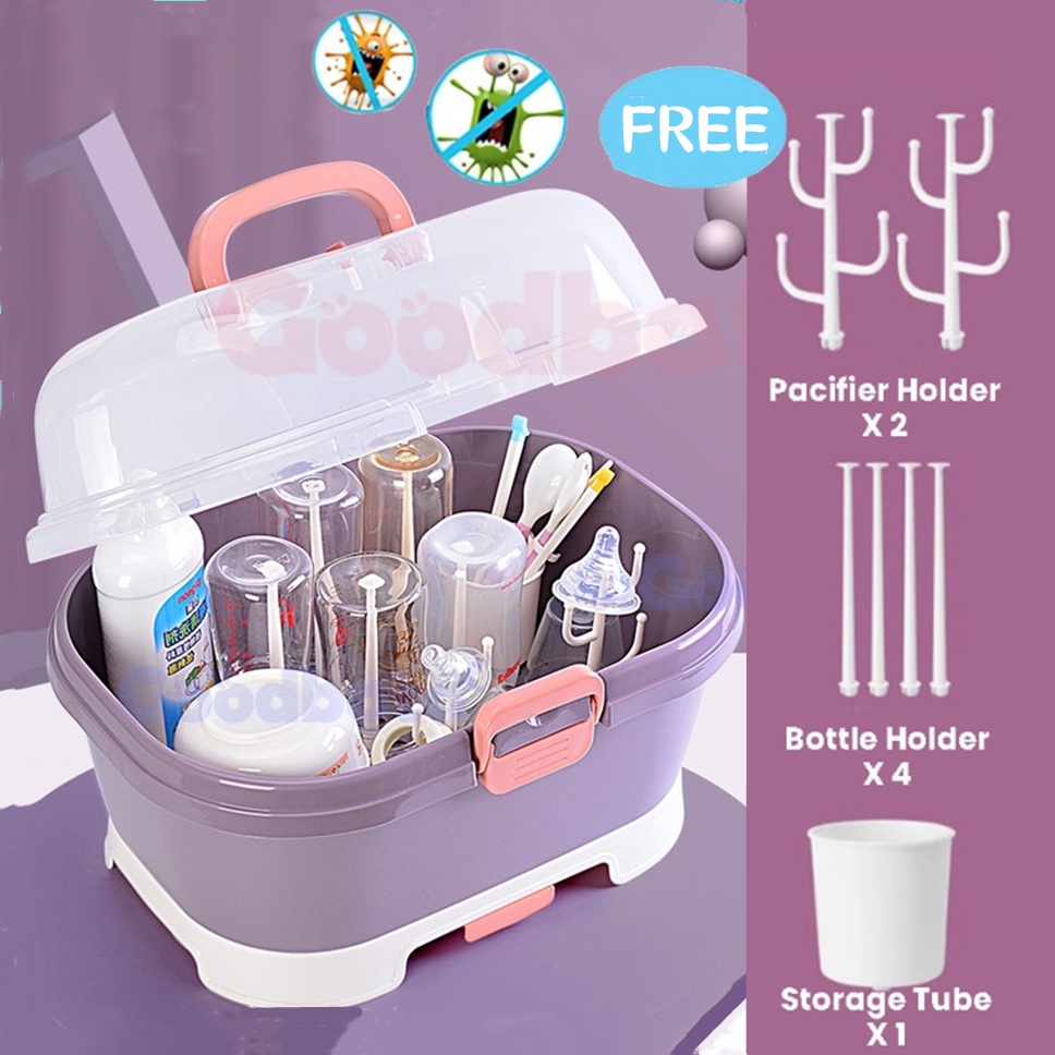 Baby Feeding Bottle Storage Box Organizer Dryer Portable Large Baby Cutlery Storage Box