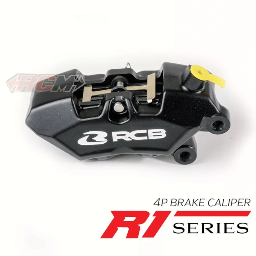 KALIPER CALIPER UNIVERSAL 4 PISTON R1 SERIES KEPALA BABI WARNA SILVER BLACK HITAM ORI ORIGINAL RCBB RCB RACING BOY RACINGBOY ASLI