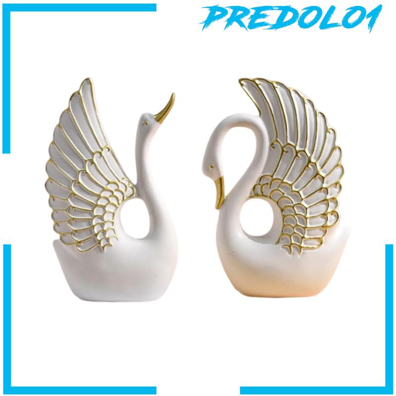 [Predolo1] 2x Patung Resin Pernikahan Rumah Rak Anniversary Patung Swan Statues