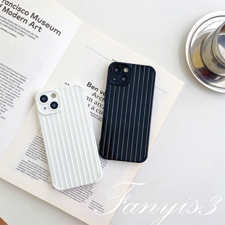 Compatible For IPhone 14 13 12 11 Pro Max X XR Xs Max 8 7 Plus SE 2020 Kompatibel Untuk Bergaris Simple Minimalis Warna Solid Hitam Putih Casing Ponsel TPU Lembut Shockproof Cover Pelindung